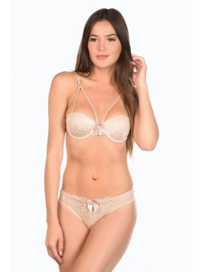 Amiral Beige - Ensemble soutien-gorge / string