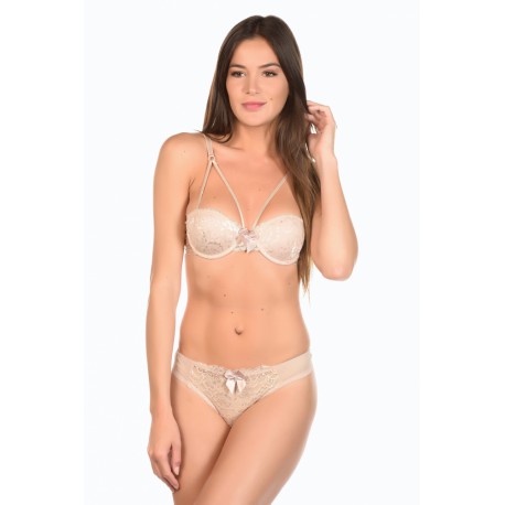 Amiral Beige - Ensemble soutien-gorge / string