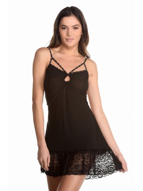 Douce Noir - Ensemble nuisette / string