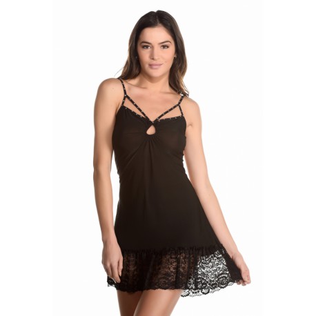 Douce Noir - Ensemble nuisette / string
