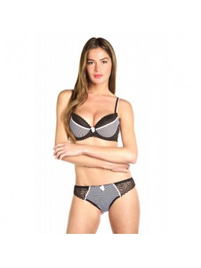 Acia Noir - Ensemble soutien-gorge / tanga